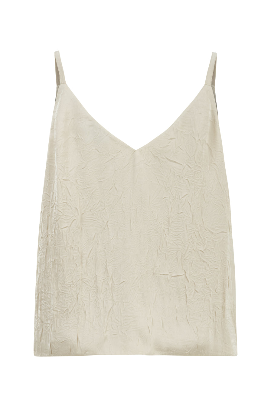 İp Askılı Bej Saten Atlet