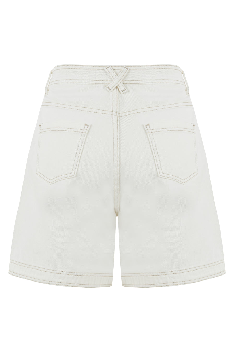 Bermuda Beyaz Denim Şort