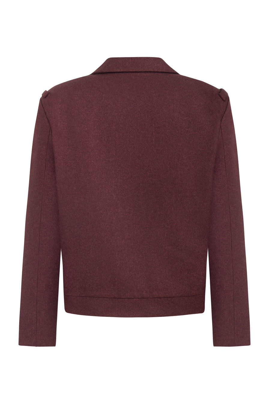 Oversize Vatkalı Bordo Kısa Ceket