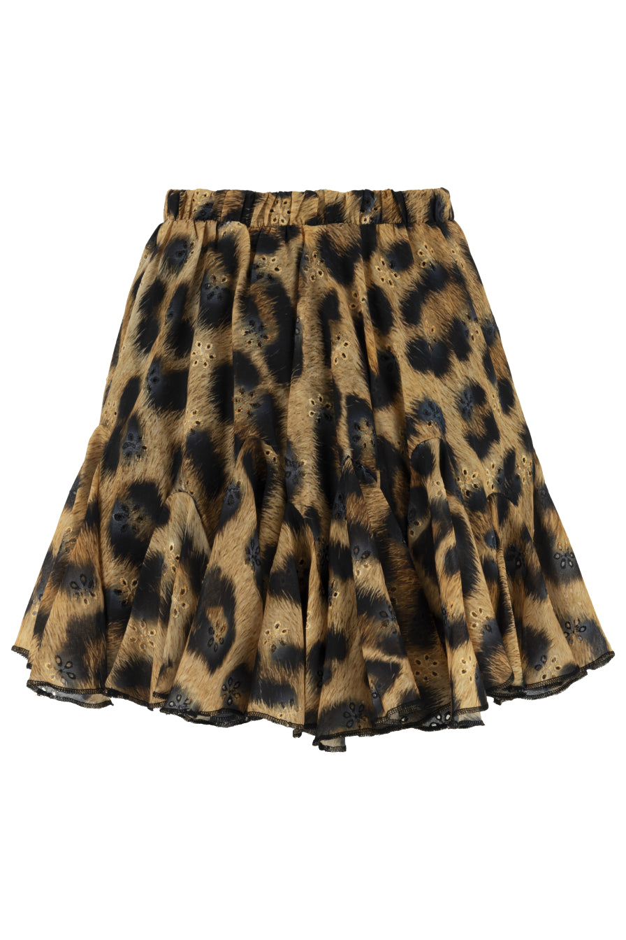 Leopar Volanlı Fisto Mini Etek