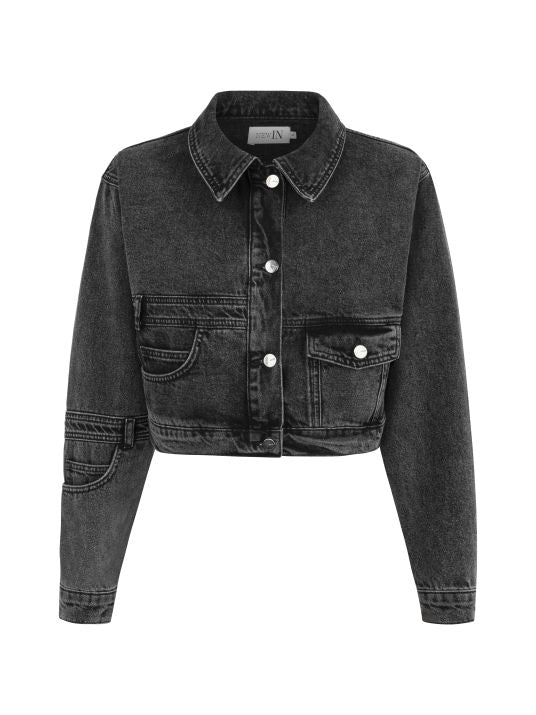 Kolu Cep Detaylı Antrasit Denim Ceket