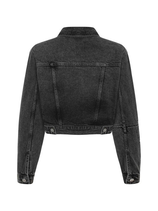 Kolu Cep Detaylı Antrasit Denim Ceket