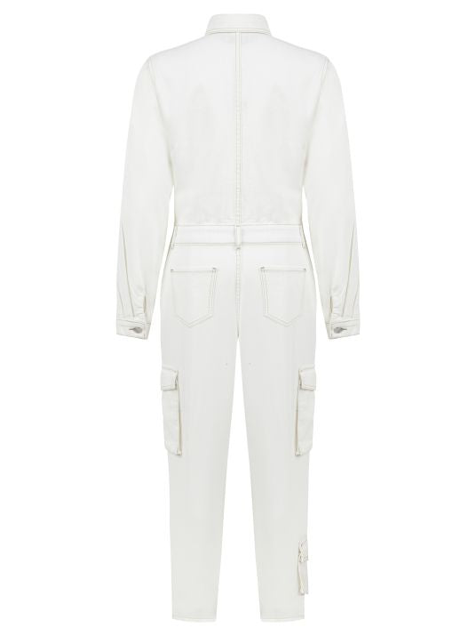 Kargo Beyaz Denim Tulum