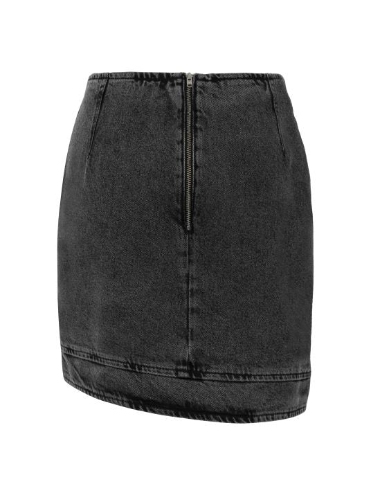 Taşlı Antrasit Denim Etek