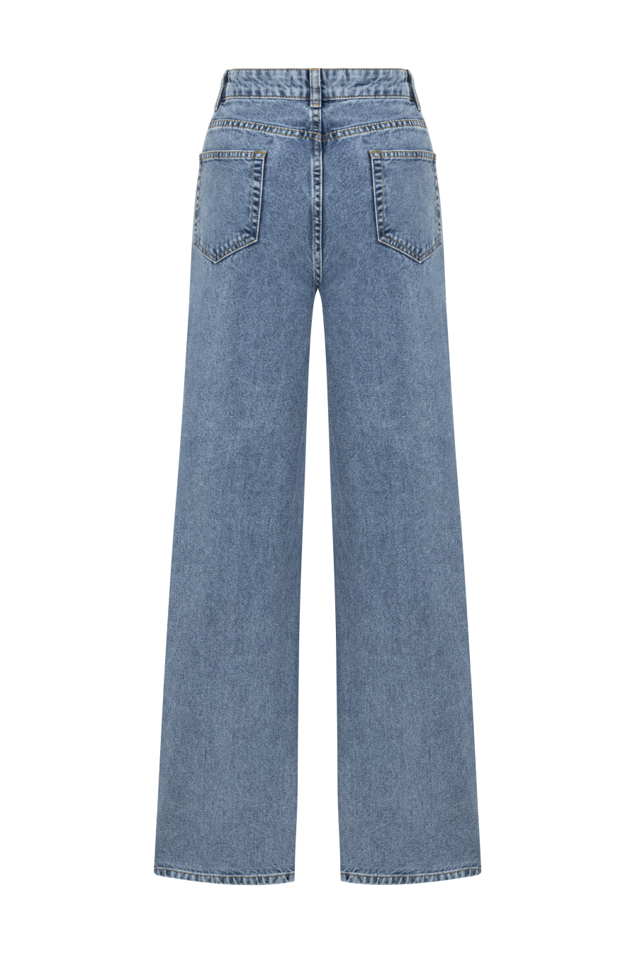 Yüksek Bel Denim Pantolon