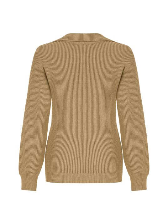 Fitilli Polo Yaka Bej Kazak | Special Edition