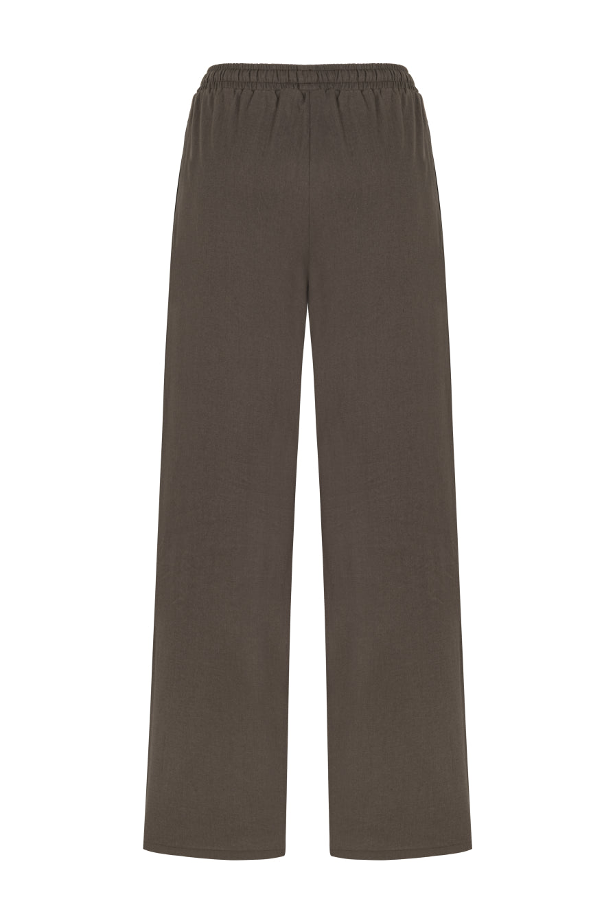 Kahverengi Beli Büzgülü Pantolon