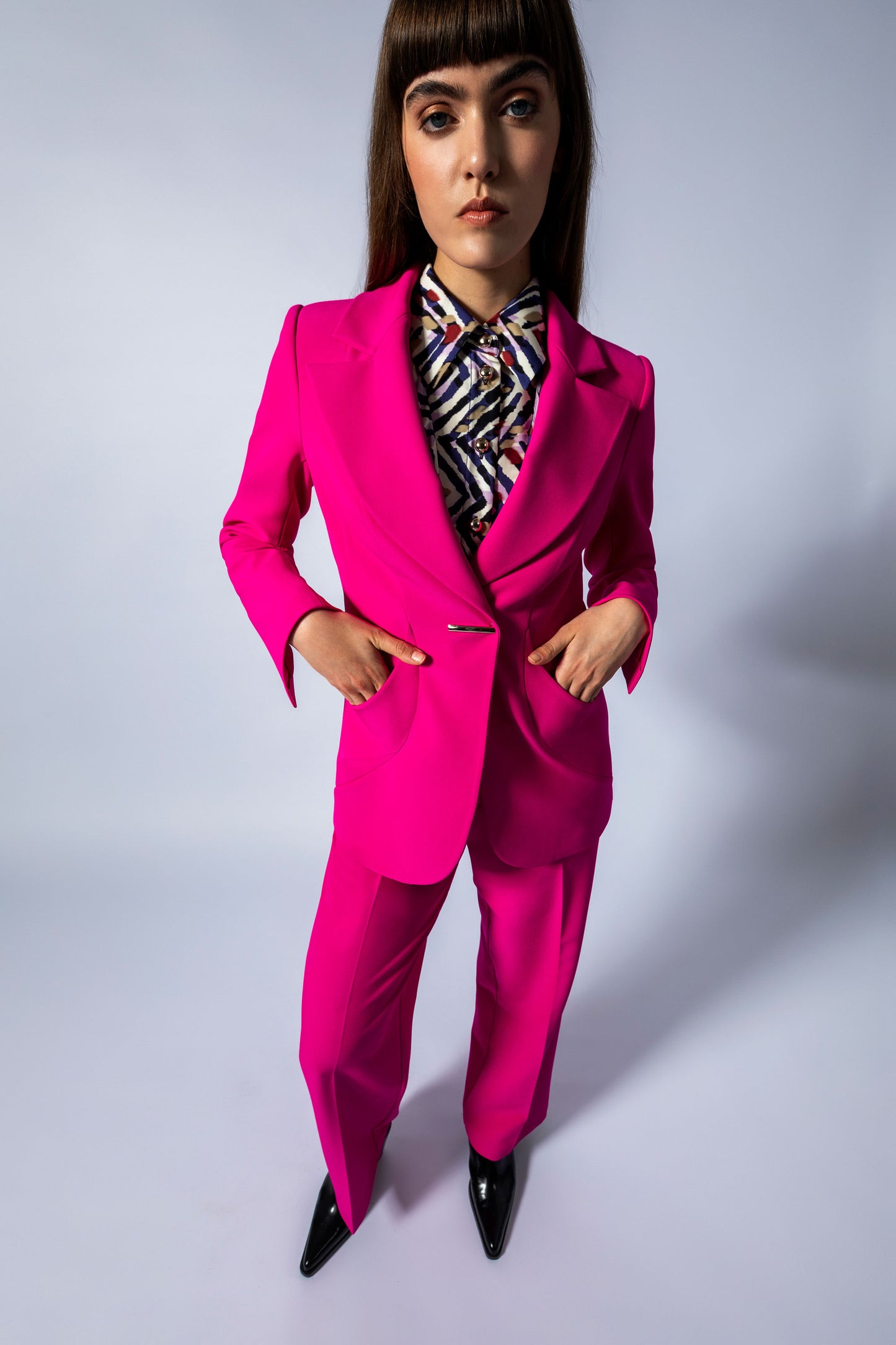 Cep Detaylı Fuşya Ceket