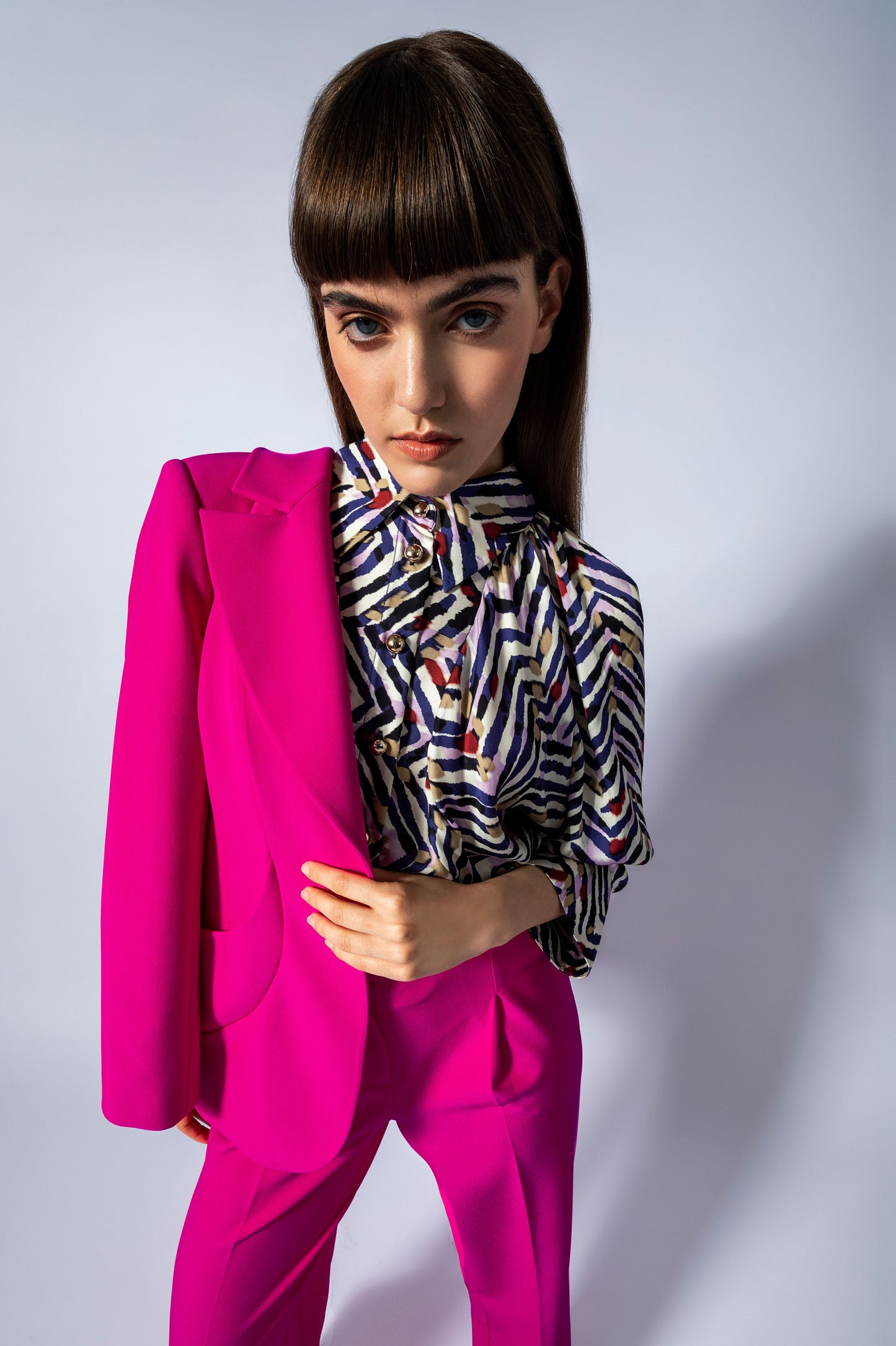 Gold Düğmeli Desenli Gömlek