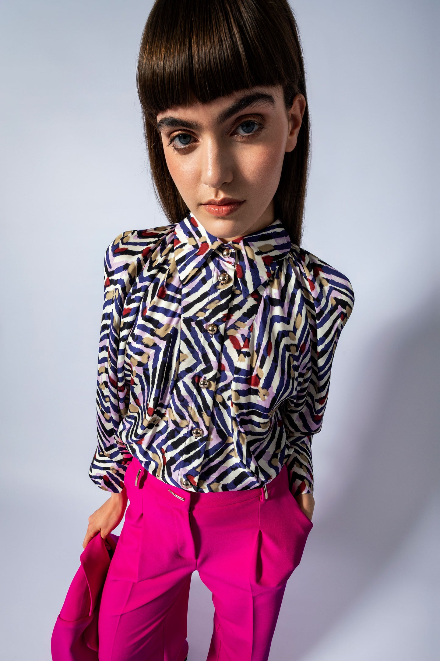 Metal Aksesuarlı Fuşya Pantolon