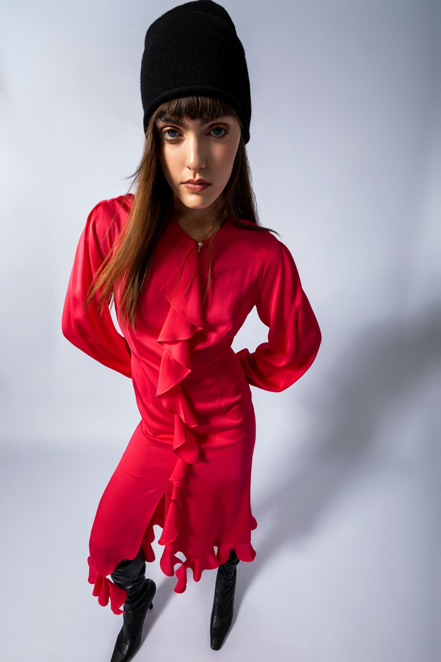 Volanlı Midi Boy Elbise