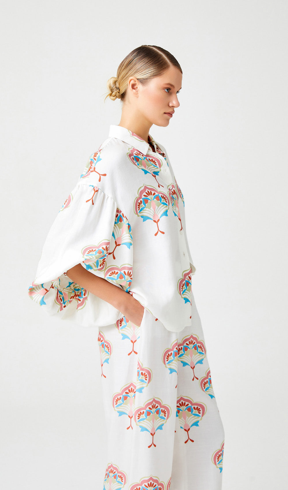 Balon Kollu Desenli Gömlek