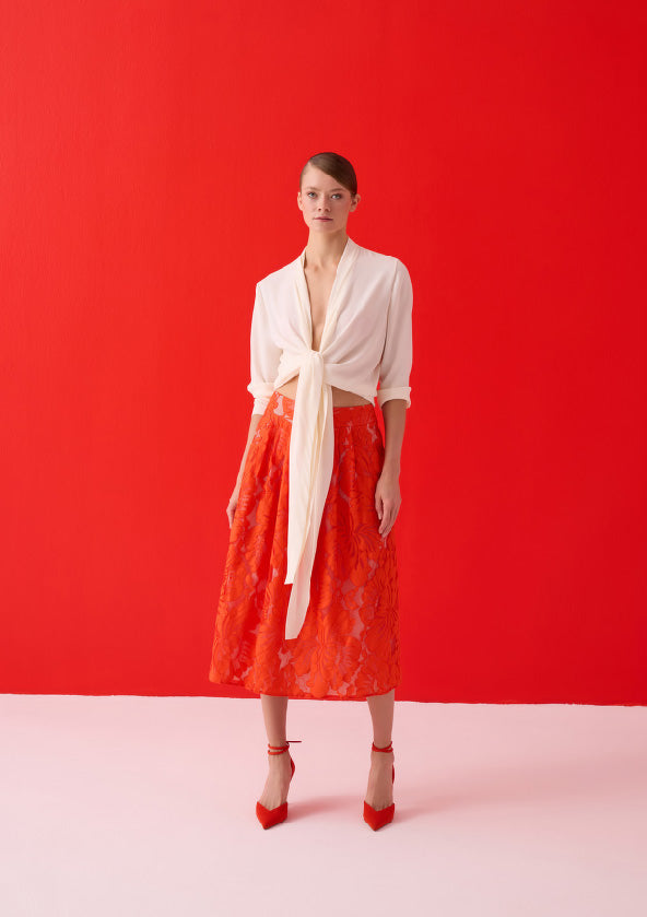 Bağlamalı Ekru Bluz