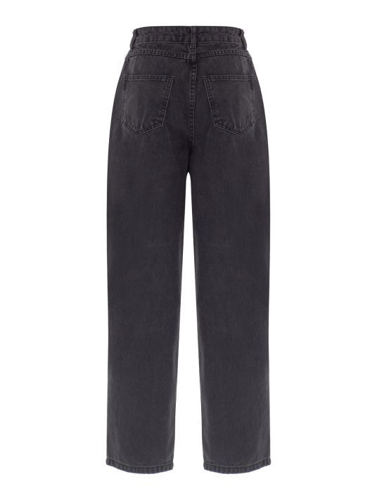 Düğme Detaylı Antrasit Denim Pantolon