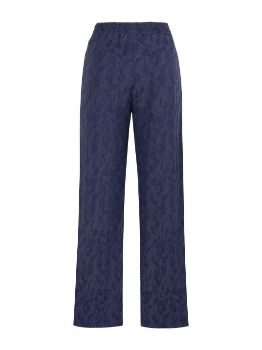 Jakarlı Beli Büzgülü Lacivert Pantolon