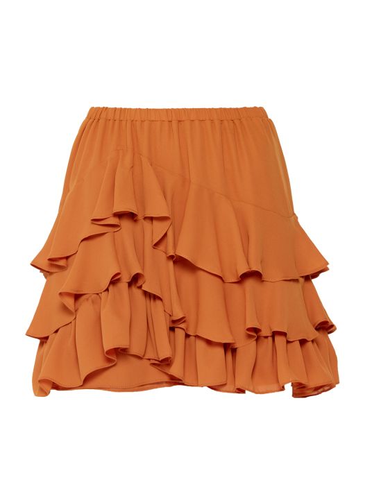 Kat Kat Fırfırlı Tarçın Mini Etek