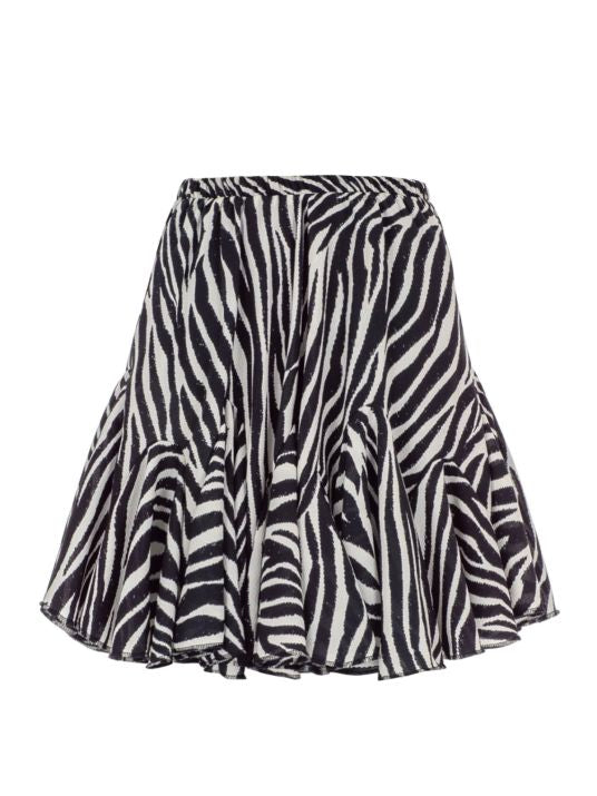 Zebra Desenli Volanlı Mini Etek