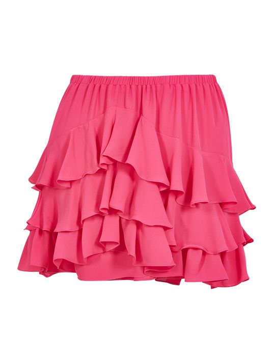 Kat Kat Fırfırlı Pembe Mini Etek