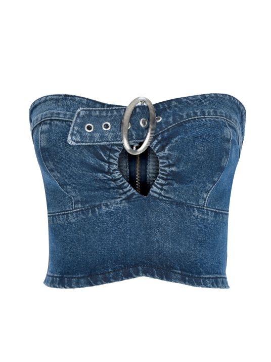 Kemerli Denim Büstiyer