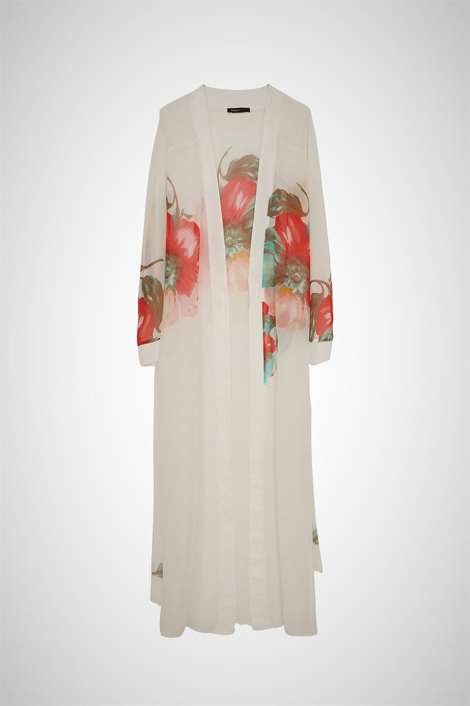 Ekru Çiçek Desenli Kimono