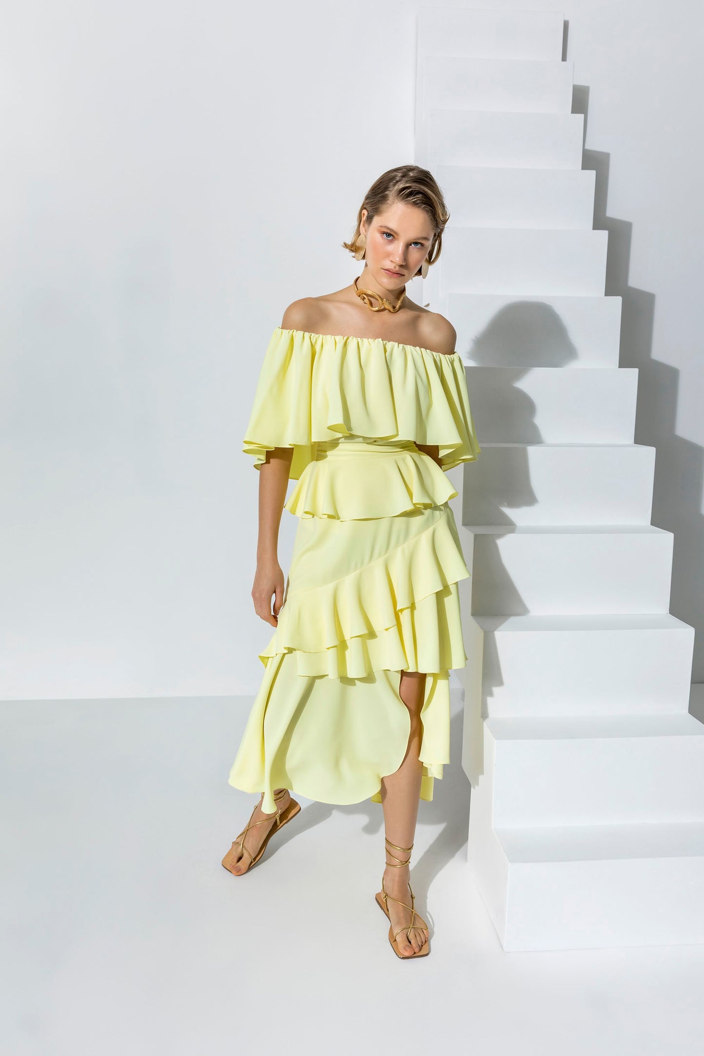 Fırfırlı Kat Kat Midi Boy Etek