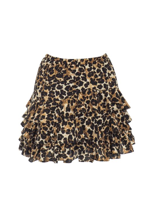 Kat Kat Fırfırlı Leopar Mini Etek