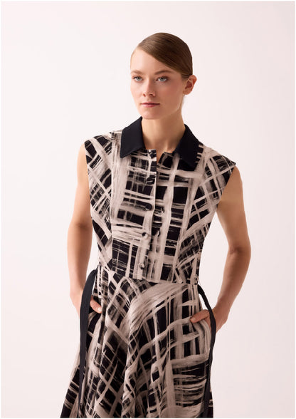 Çizgili Desenli Midi Boy Elbise