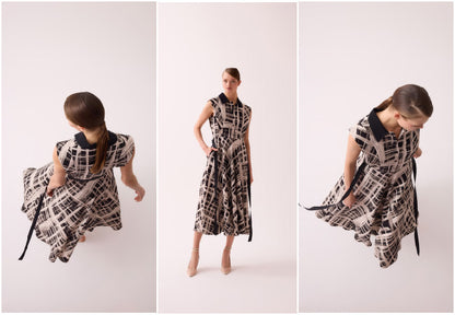 Çizgili Desenli Midi Boy Elbise